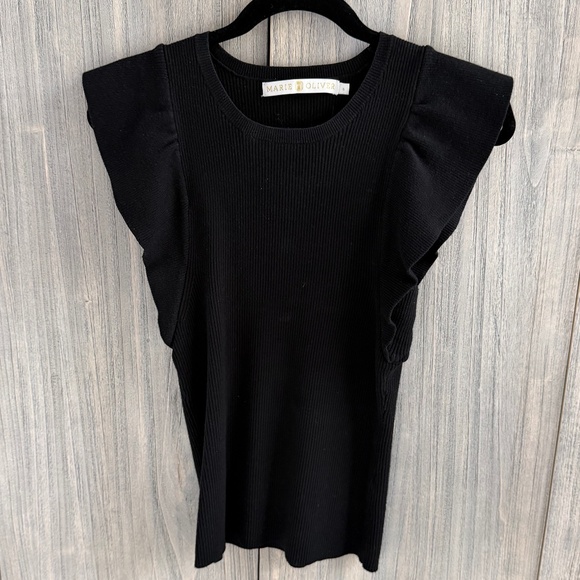 Marie Oliver RORY TOP Rib Knit Ruffle Tee - Picture 2 of 6